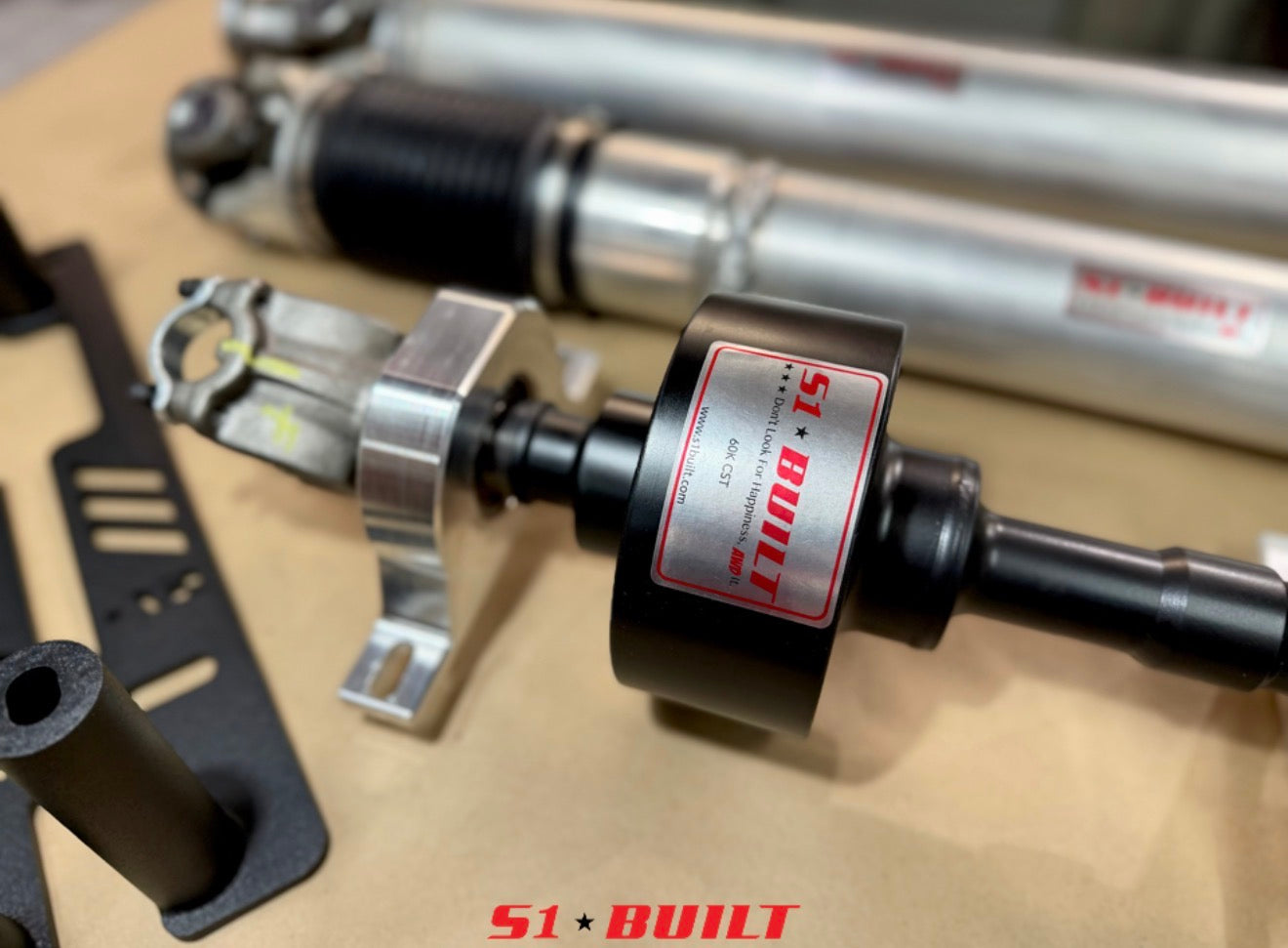 Evo 8 and 9 Custom Driveshaft with Viscous Coupler and Mounting Brackets for KSwap RPT Kit and Jaguar Differential