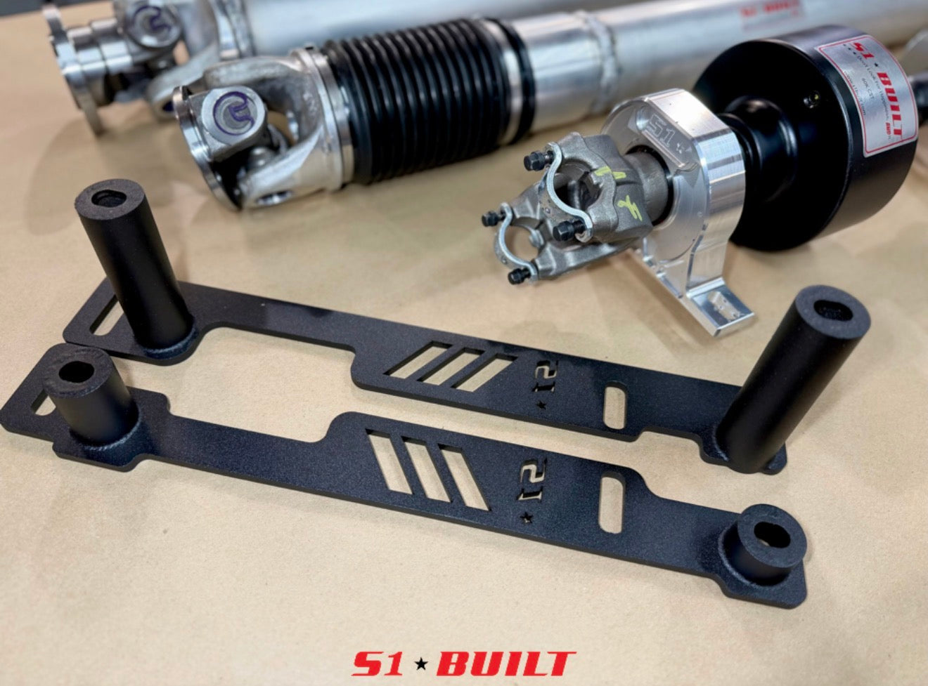 Evo 8 and 9 Custom Driveshaft with Viscous Coupler and Mounting Brackets for KSwap RPT Kit and Jaguar Differential