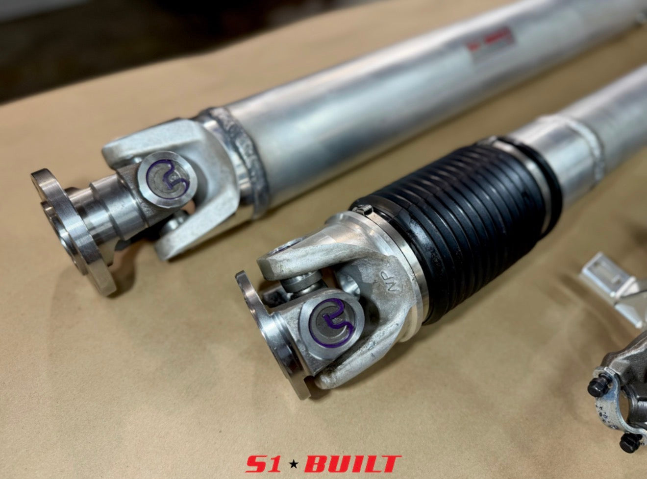 Evo 8 and 9 Custom Driveshaft with Viscous Coupler and Mounting Brackets for KSwap RPT Kit and Jaguar Differential